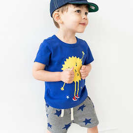 儿童男宝宝欧美短裤两件套T恤星星短裤2026新款童装男童夏季短袖