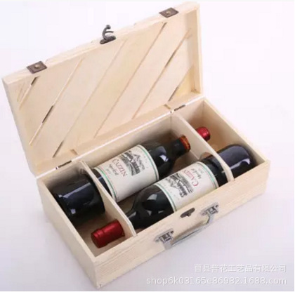 松木打条双支葡萄酒礼盒红酒盒定制木盒包装盒双支装松木红酒盒