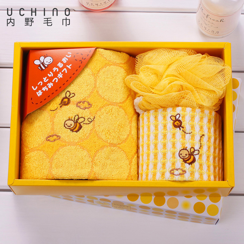 Free Shipping UCHINO Small Bee Set 3 Piece Set Towel Gift Box Creative Face Towel Cartoon Gift Free Shipping UCHINO Small Bee Set 3 Piece Set Towel Gift Box Creative Face Towel Cartoon Gift