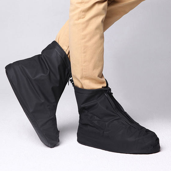 Chia Airlines Travel Outdoor Rainproof Shoe Cover Men's and Women's Riding All-match Waterproof Shoe Cover Non-slip Wear-resistant Sandproof Shoe Cover Black