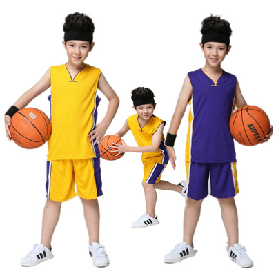 厂家直销篮球服套装 男篮球队服 中小学生儿童比赛球衣DIY