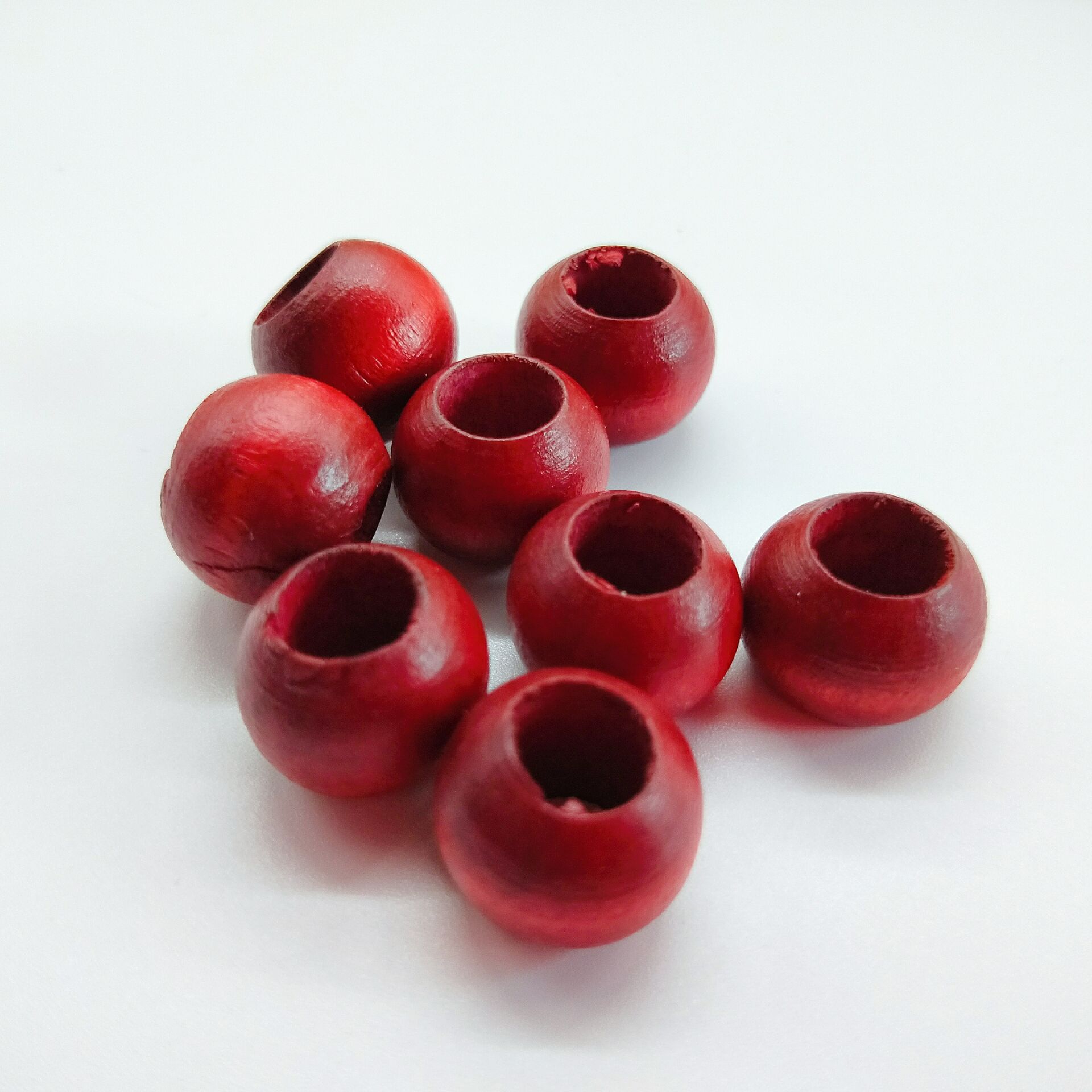 Cuentas de madera joyería 8-50mm cuentas de agujero grande vino rojo madera redonda cuentas de madera DIY perlas sueltas accesorios venta directa al por mayor