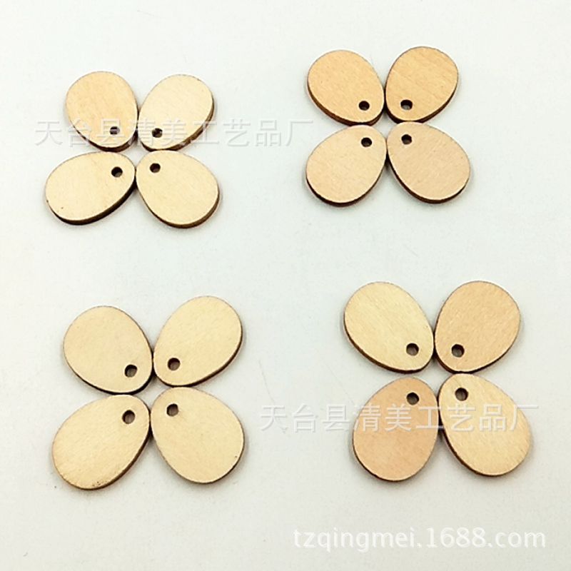 Versión de troncos de tilo con agujeros, hoja de botón de madera en forma de huevo, versión de tilo de bricolaje, hoja de madera decorativa de huevo con agujeros