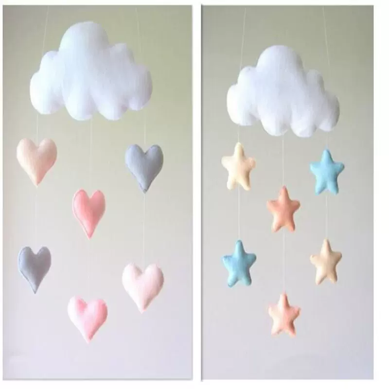 儿童房云朵月亮不织布毛毡挂件儿童房间装饰拍照道具幼儿园挂饰