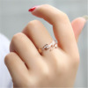 Fashionable golden ring, Korean style, 18 carat, pink gold, on index finger