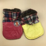 宠物服装秋冬狗狗连帽格子防雨绸棉服法斗柯基泰迪犬批发加厚