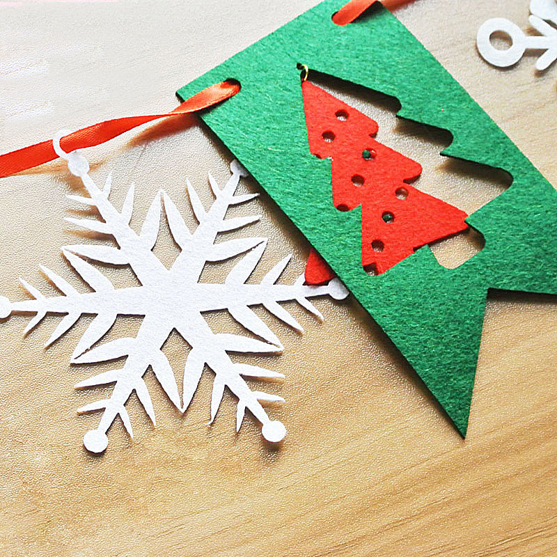 工厂制作客厅圣诞彩旗挂件 班会庆祝不织布diy材料包创意拉花