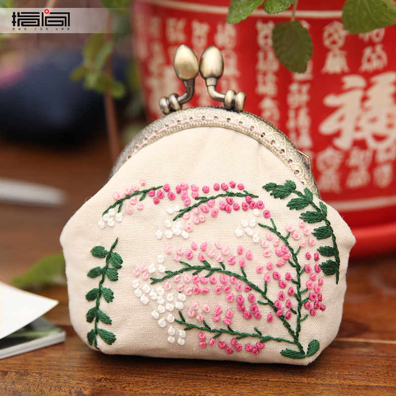 Jinhao tela de bolsillo Bolsa de Oro hecho a mano material de bricolaje bolsa de almacenamiento de flores de tela artesanía cartera