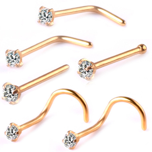 Amazon's best-selling 316L stainless steel nose ring 6-piece set of multifunctional high-quality zircon nose studs