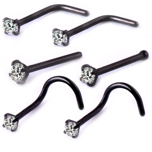 Amazon's best-selling 316L stainless steel nose ring 6-piece set of multifunctional high-quality zircon nose studs