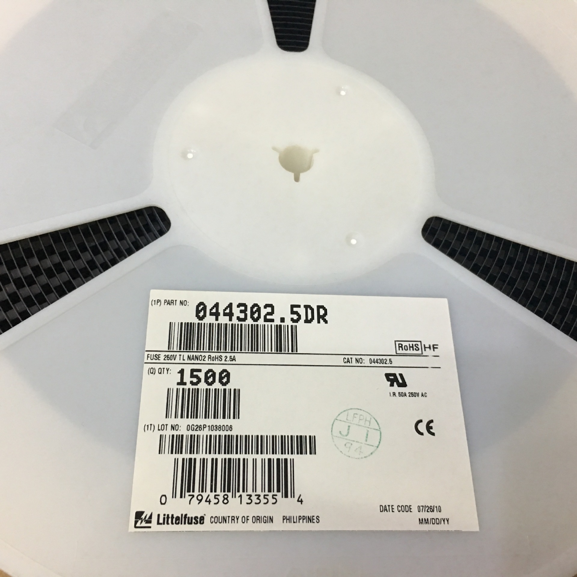 力特FUSE 044302.5DR 1206/2.5A/AC250V 现货 一盘1500PCS