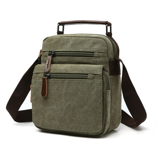 New Men's and Women's Fashion All-match Canvas Bag Men's Solid Color Horizontal Square Shoulder Crossbody Bag
