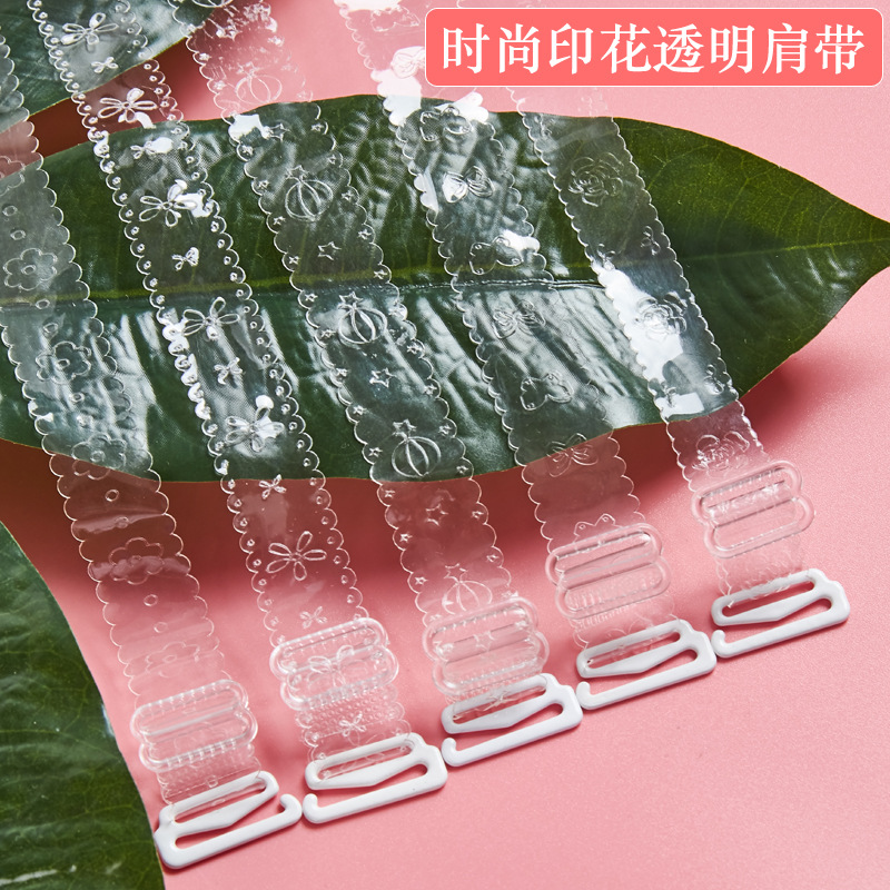 New fashionable floral transparent shoulder straps, high elasticity, invisible straps, off-the-shoulder transparent bra straps, anti-slip and thickened.