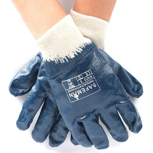 Junyu B7071 Nitrile Gloves with Velvet Half-Dipped Coating, Rubberized Cuffs, Anti-Slip, Wear-Resistant, Cut-Resistant, Puncture-Resistant, and Oil-Resistant Gloves