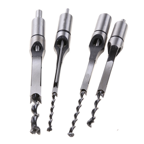 Woodworking square hole drill, inch lengthened woodworking square hole drilling, square hole drill bit for tenon machine 4PC