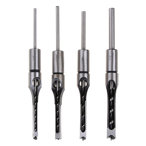 Woodworking square hole drill, inch lengthened woodworking square hole drilling, square hole drill bit for tenon machine 4PC