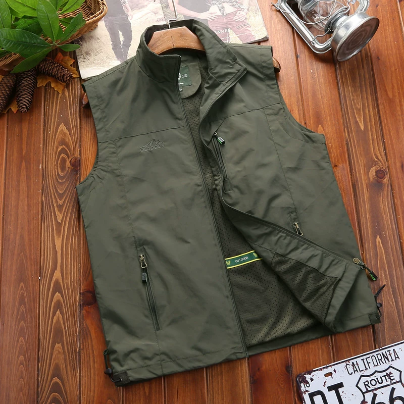 Жилет мужской осенний уличный Повседневный жилет с воротником, куртка, жилет для рыбалки, фотография, мужские большие размеры