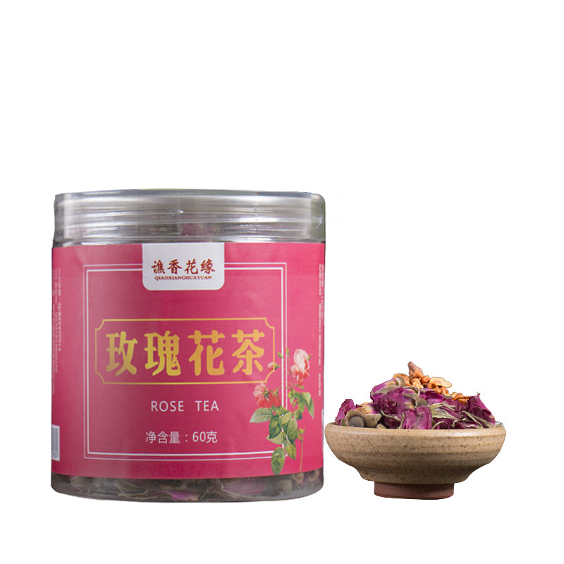 谯香花缘 批发花茶罐装瓶装平阴玫瑰花茶60g/罐 贴 牌加工