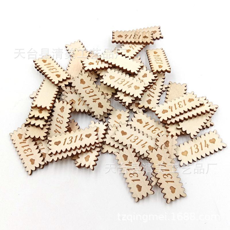 Registro de 1314 en forma de flor virutas de madera de bricolaje talla de madera 1314 etiqueta colgante 50 piezas un paquete