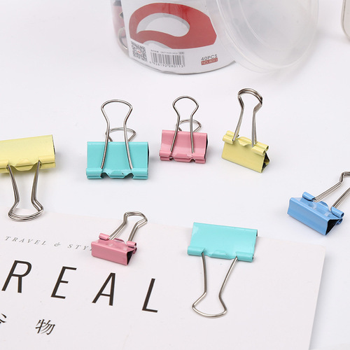 Factory direct sales colorful long tail clips large and small bill clips swallow tail clips rolled fish tail clip bill clips stationery wholesale