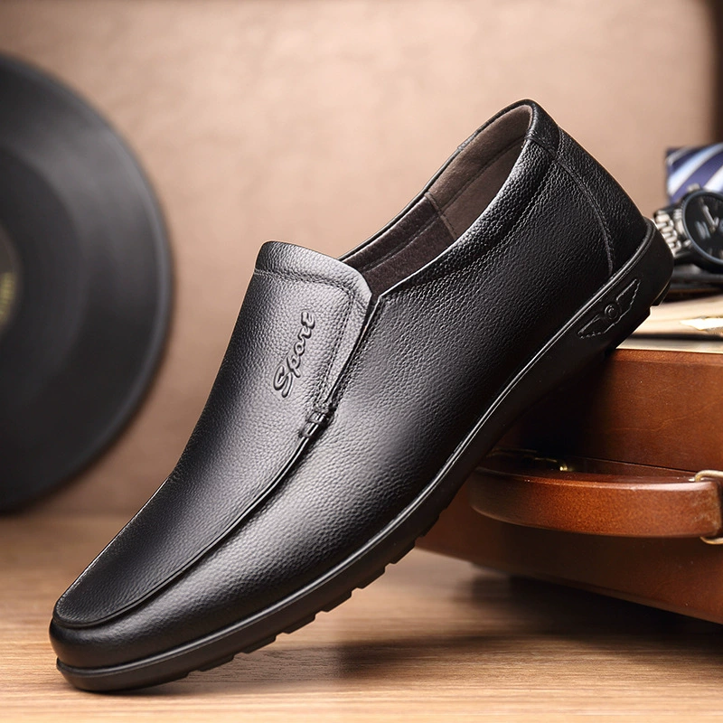 Повседневные мужские кожаные туфли с мягким подошвением