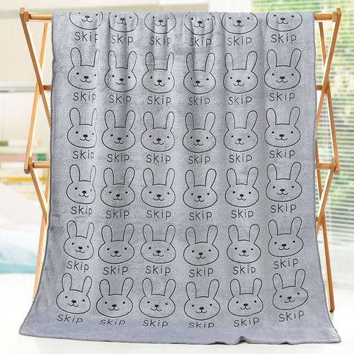 Wholesale microfiber bath towel absorbent cartoon rabbit head printed beach towel adult foreign trade towel soft and lint-free