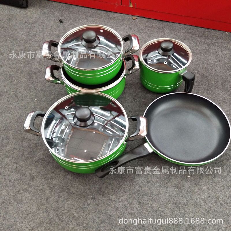 South American aluminum pot non-stick set easy to clean color boxed manufacturers color variety choice with lid South American aluminum pot non-stick set easy to clean color boxed manufacturers color variety choice with lid