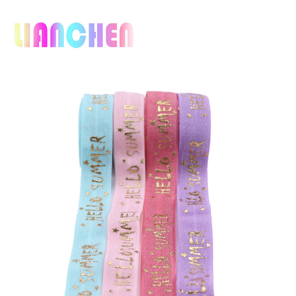 厂家源头供应打结发带夏日休闲风1.5CM弹力带烫金SUMMER松紧带