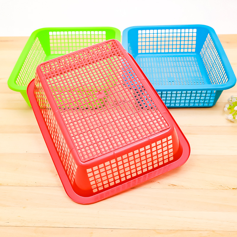 Plastic rectangular hollow draining vegetable and fruit storage basket plastic vegetable washing basket fruit basket fruit draining basket wholesale