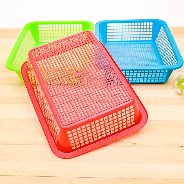 Plastic rectangular hollow draining vegetable and fruit storage basket plastic vegetable washing basket fruit basket fruit draining basket wholesale