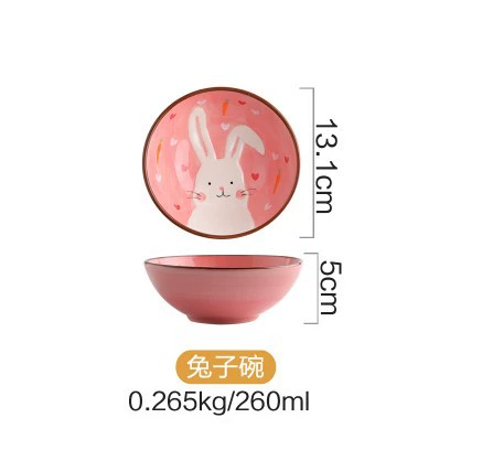 Children's Ceramic Tableware Set, Hand-Painted Animal Designs, Cute Gift Box