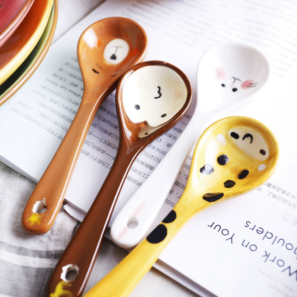 Children's Ceramic Tableware Set, Hand-Painted Animal Designs, Cute Gift Box