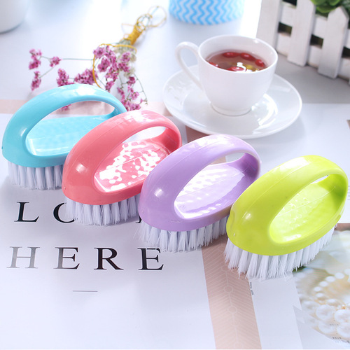 Colorful egg-shaped multifunctional soft-bristled shoe cleaning brush, bathtub brush, plastic bathroom cleaning laundry brush with handle
