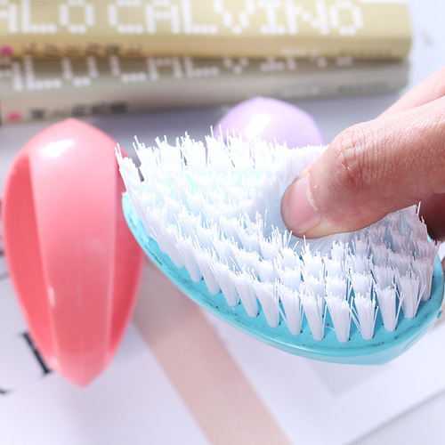 Colorful egg-shaped multifunctional soft-bristled shoe cleaning brush, bathtub brush, plastic bathroom cleaning laundry brush with handle