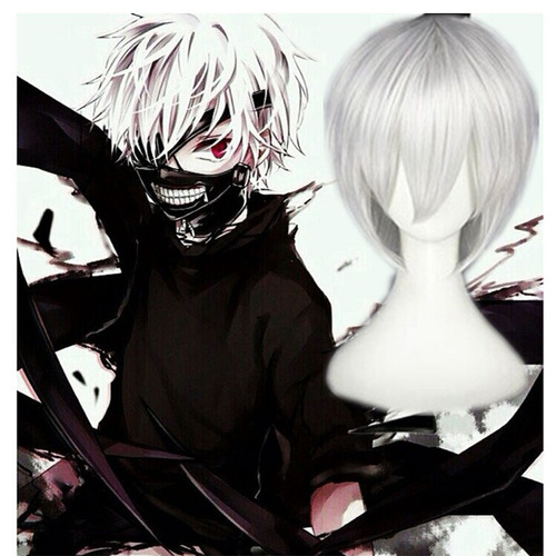 Anime cosplay wig Tokyo Ghoul ghouls Kaneki Ken silver white wig short hair cosplay wig