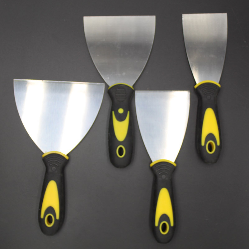 Espátula de acero inoxidable con mango de plástico, espátula de acero al carbono para raspar paredes, espátula para pintar, pala para limpiar pintura.