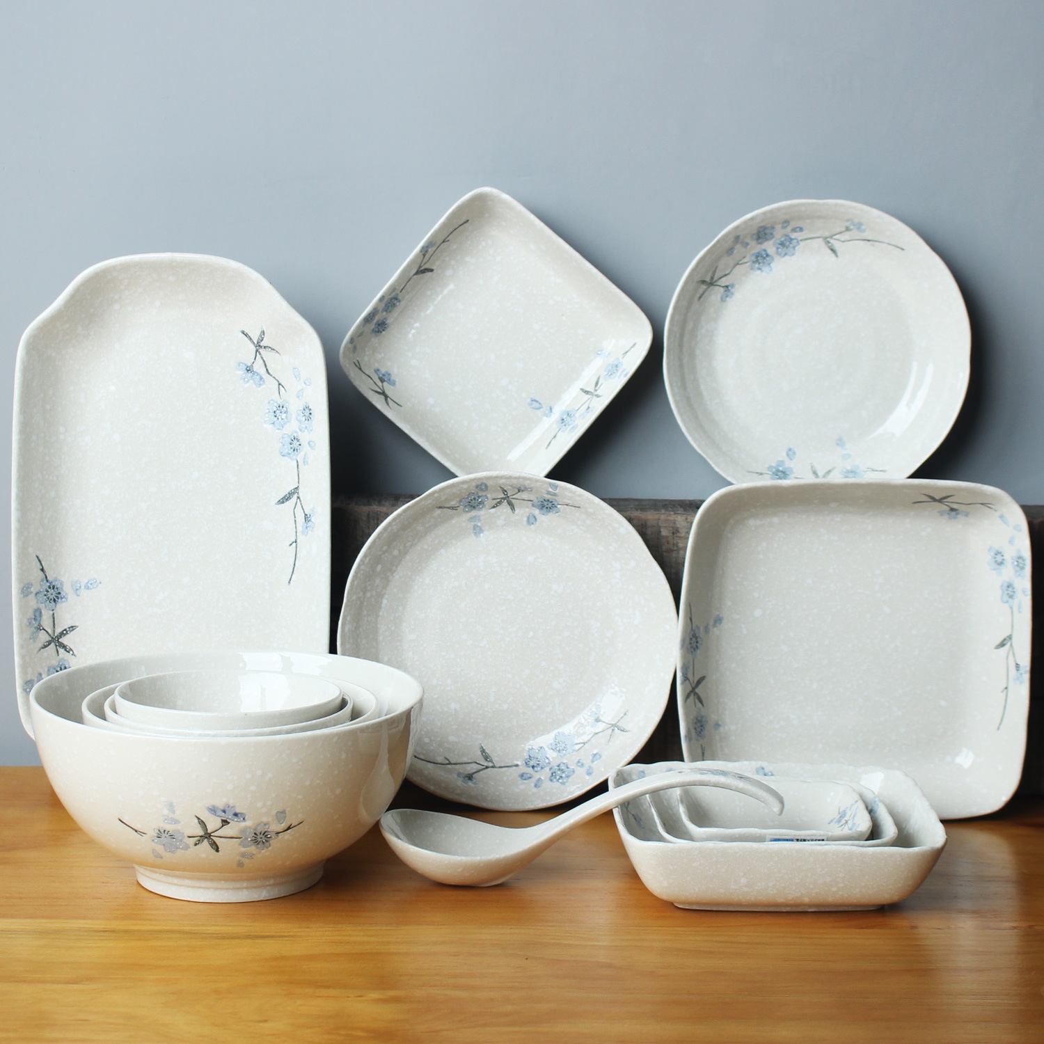 Estilo japonés retro nieve Cereza en forma de vajilla de cerámica redondeada plato de cocina plato de sabor plato de salsa plato de pescado plato de arroz tazón de sopa de fideos