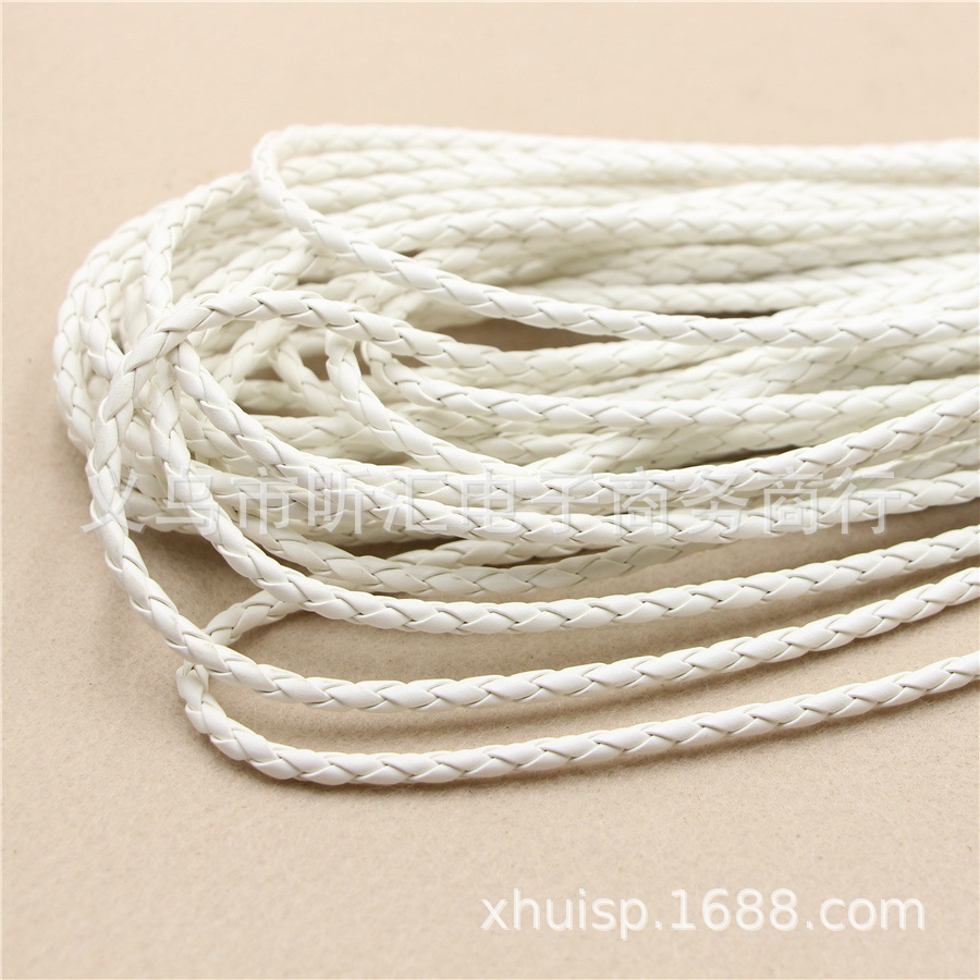 diy饰品线材 4mm皮绳编织pu皮绳 四股编织皮绳 皮革编织绳多色