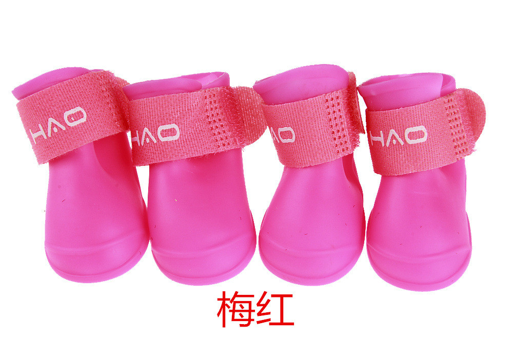 Botas de lluvia de silicona suave para mascotas antideslizantes resistentes al desgaste Botas de lluvia para perros color de jalea zapatos impermeables al aire libre suministros para mascotas
