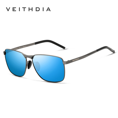 No brand LOGO laser-printable men's polarized anti-UV sunglasses square full frame gold frame sunglasses 2462