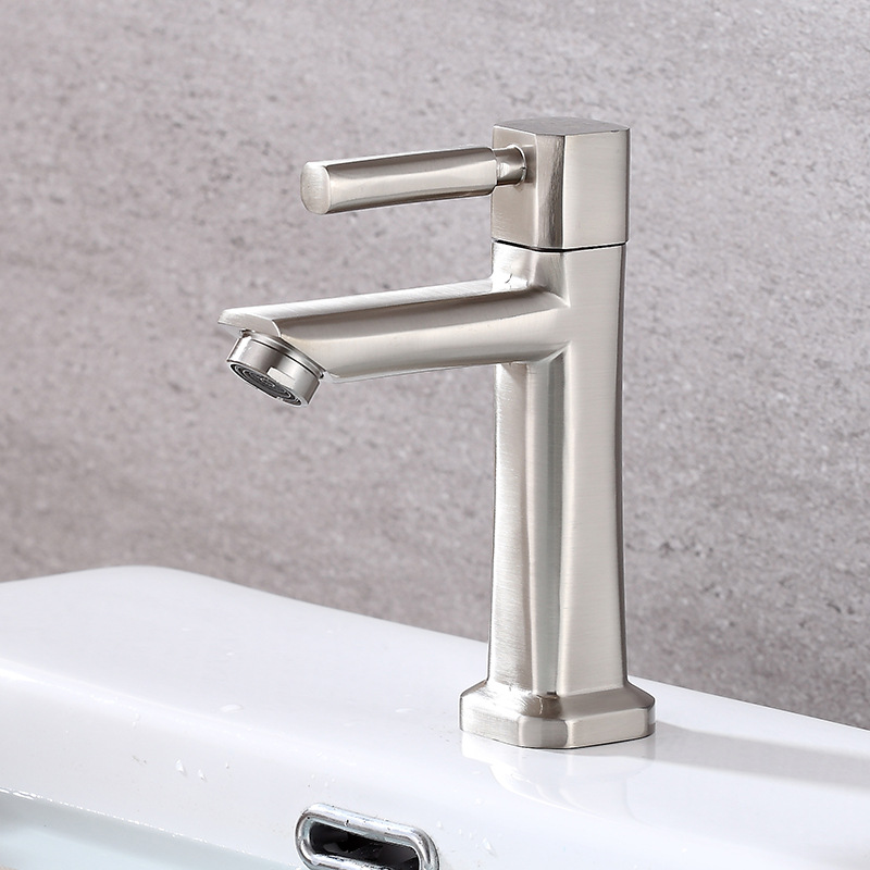 脸盆水龙头 单冷水拉丝青蛙立式单孔洗手面盆卫浴洁具 厂家直销