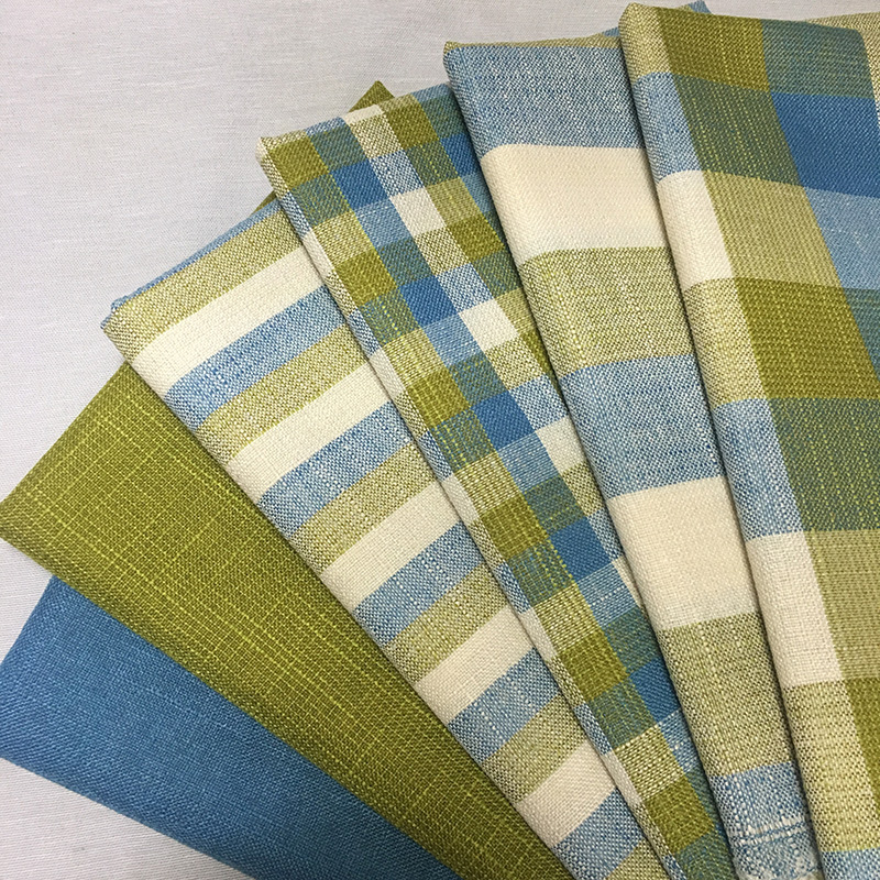 涤棉麻 竹节风格格子布条纹布抱枕面料沙发布料 厂家直供