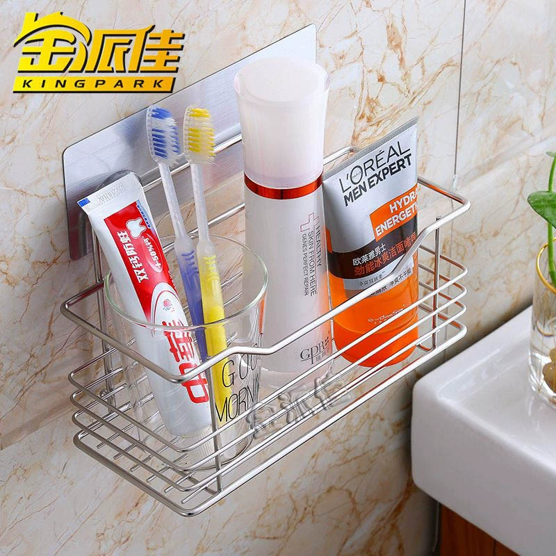 Корзина для хранения из нержавеющей стали, стеллаж для хранения в ванной комнате, органайзер, стеллаж для хранения, настенная кухонная сливная полка без перфоратора для хранения