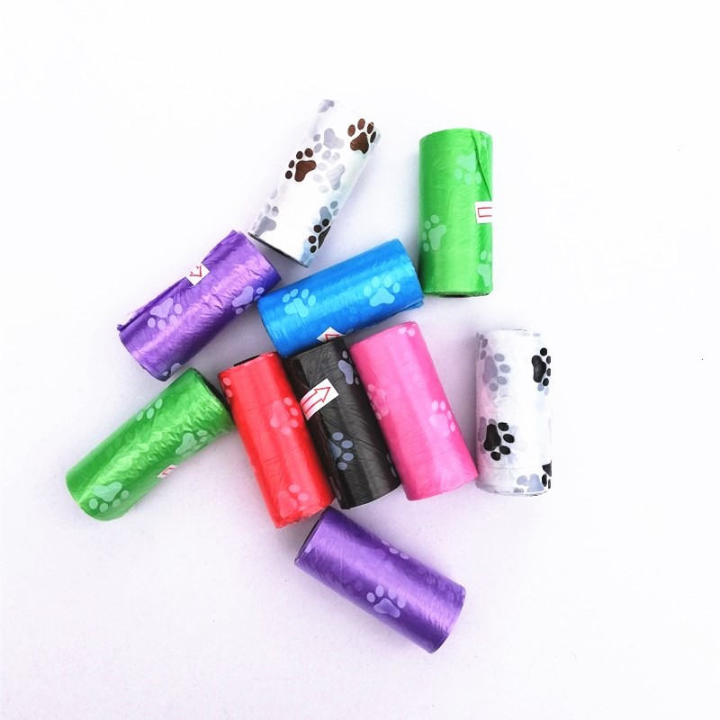 Suministro directo de fábrica de impresión en color bolsa de heces para mascotas desechable engrosada bolsa de heces para perros suministros de limpieza para mascotas