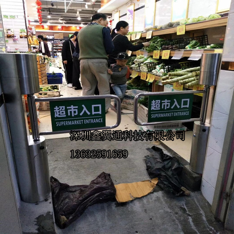 珠宝店入口雷达感应圆柱摆闸单向道闸出口感应门商场导向门禁机