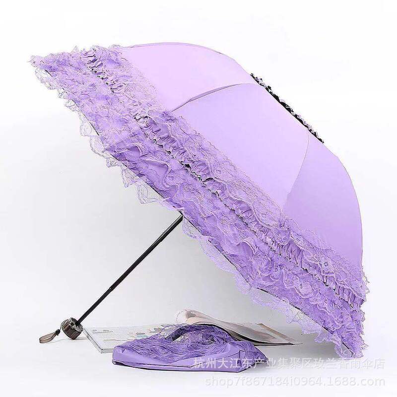 Five-Layer Lace Princess Umbrella Lace Umbrella Sun Protection Sun Umbrella Vinyl 70% off Sunny and Rainy Umbrella Dual-Use Parasol