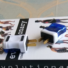 厂家直销大功率漏电保护插头蓝白包胶固定二极插头 电源接线插头