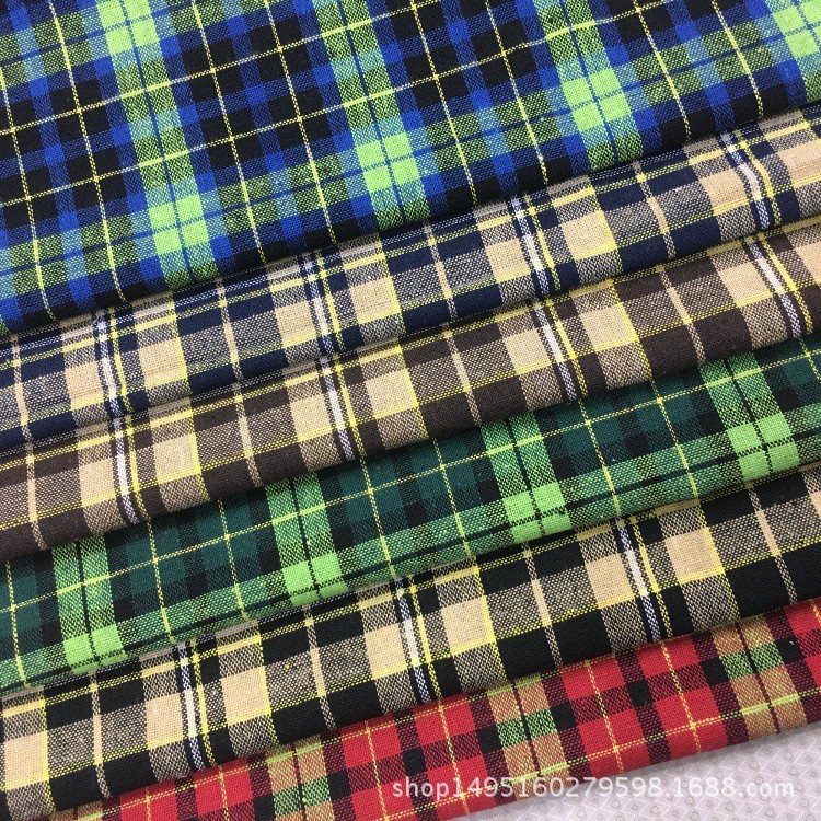 供应6色棉麻混纺面料 亚麻色织面料 格子布，优质春夏棉麻服装