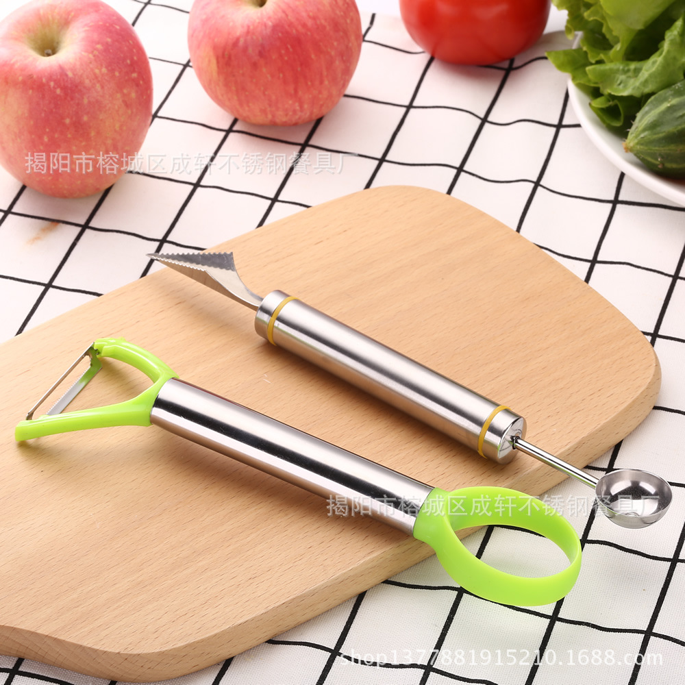 Herramientas para tallar frutas, cuchillo creativo para frutas, cortador de manzanas, juego de cucharas para hacer bolas de fruta