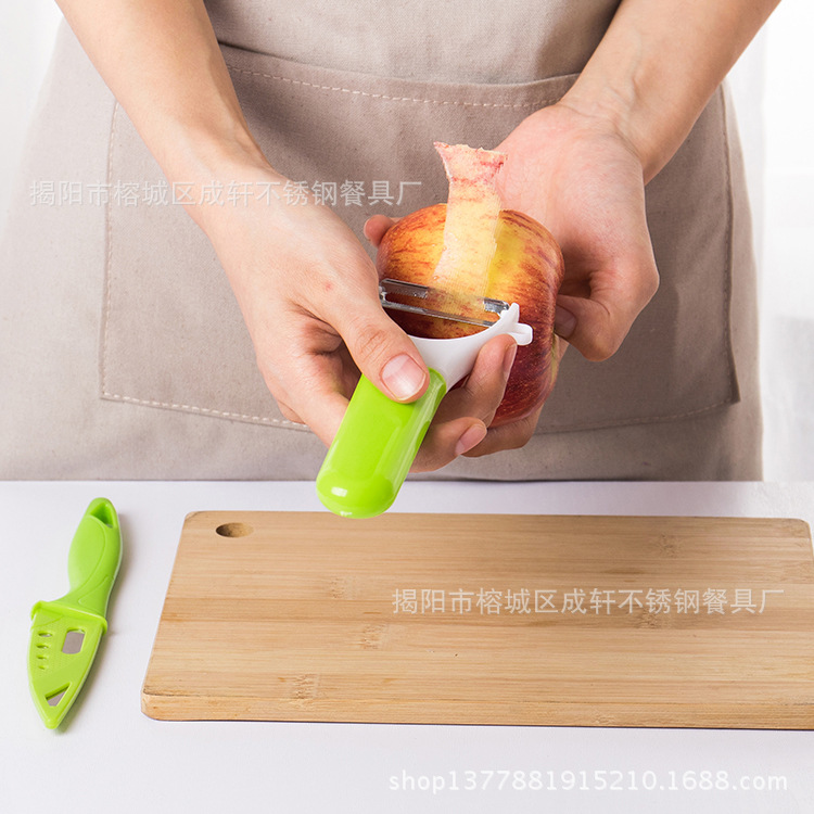Gadget de cocina pelador de acero inoxidable cuchillo de fruta de plástico melón cepilladora Juego de 2 piezas